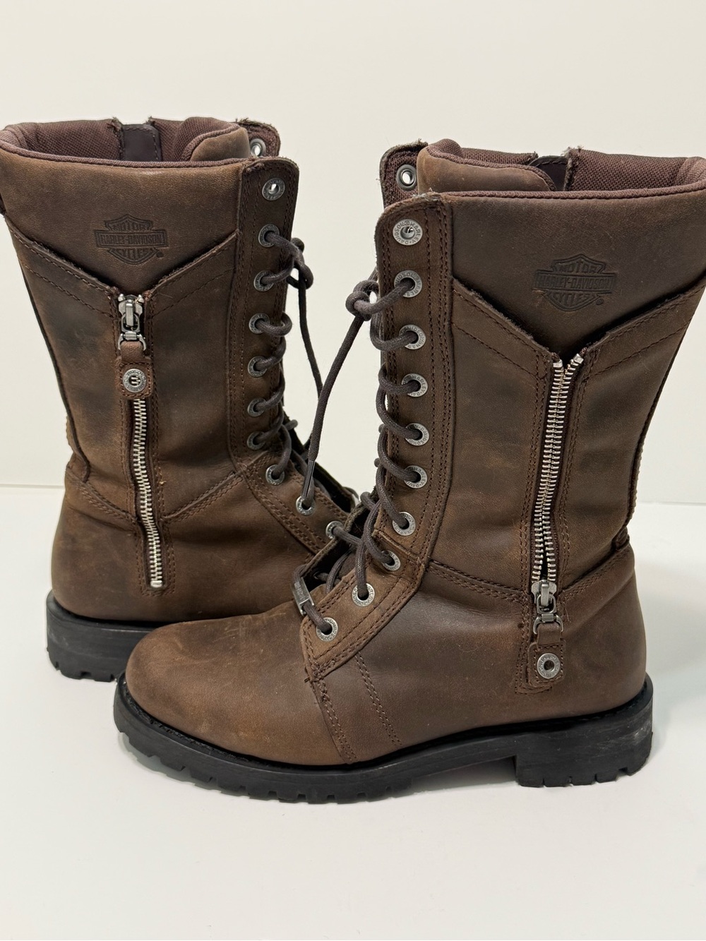 Harley Davidson Harnett D84473 Brown Leather Motorcycle Boots Size 8M